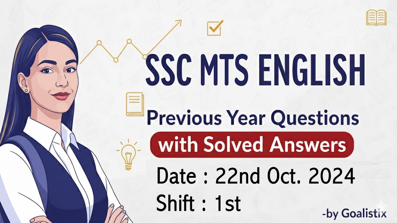 SSC MTS English 💥 22nd Oct 2024 Shift-1 | PYQs with 100% Solved Answers 🚀 | Must Watch! | Goalistix