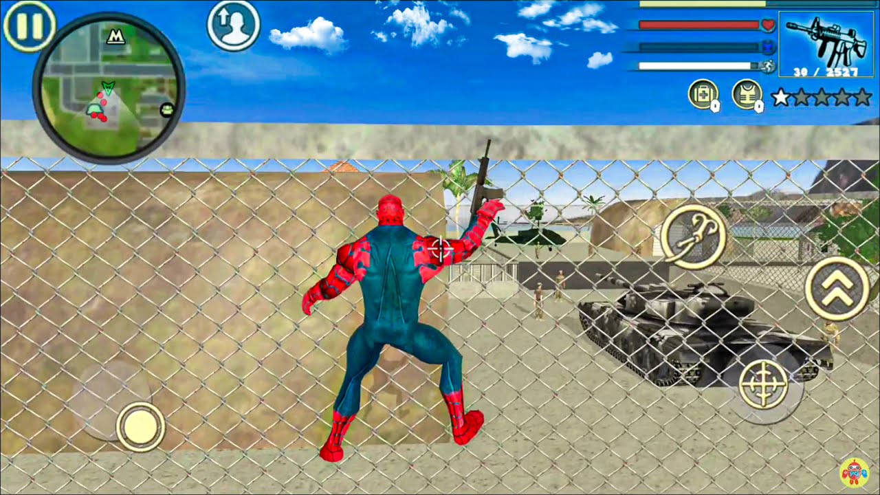 Spider Rope Hero Vice Town #17 - Fun at Military Helicopter - Android Gameplay