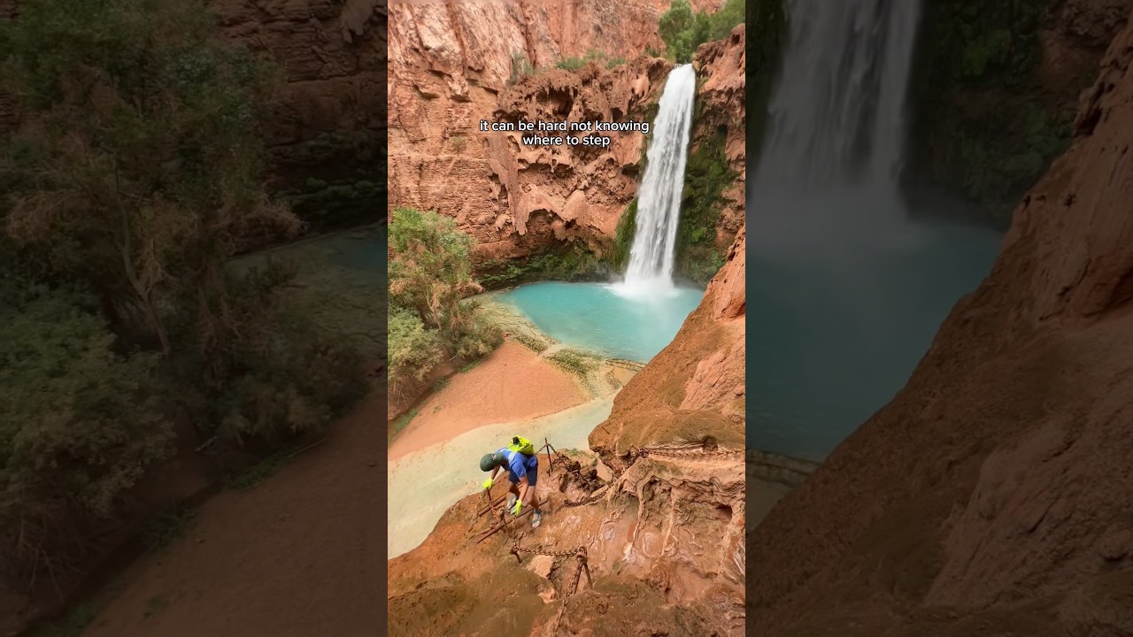 Scariest descent down to EPIC waterfall: Mooney Falls