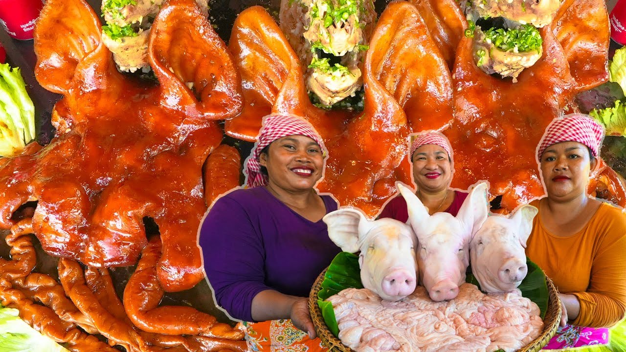 Pig Head and intestines Stew Recipe and Pork Bones Soup Delicious Cooking