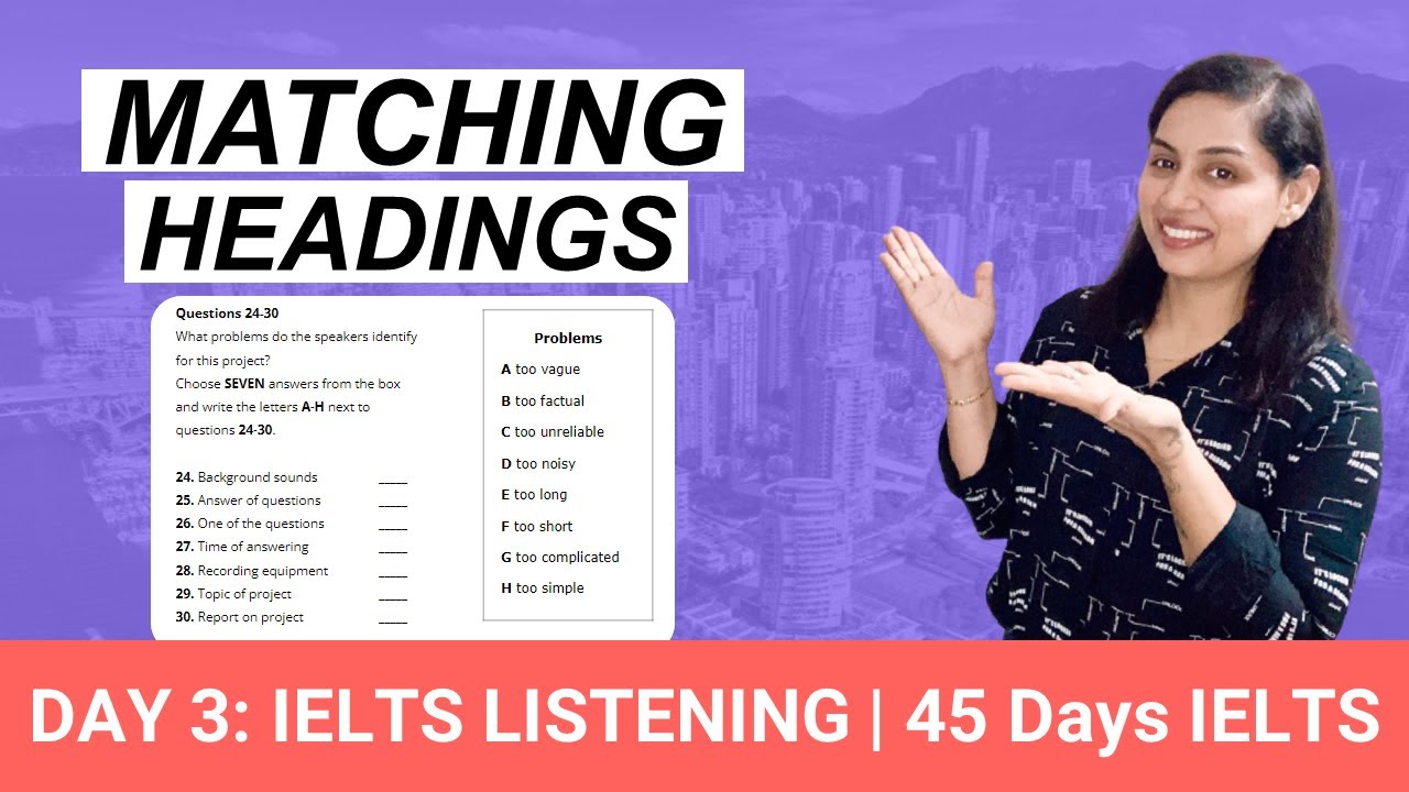 IELTS 2024 Listening Matching Information | DAY 3 | IELTS in 45 Days #ielts2024 #ieltspreparation