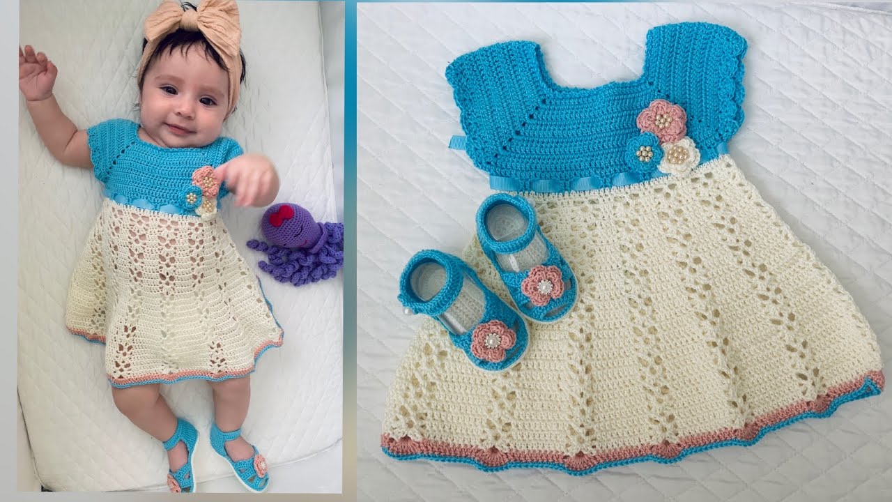 Vestido para bebe tejido a crochet / 3 a 6 meses y mas tallas / Tejidos bebe
