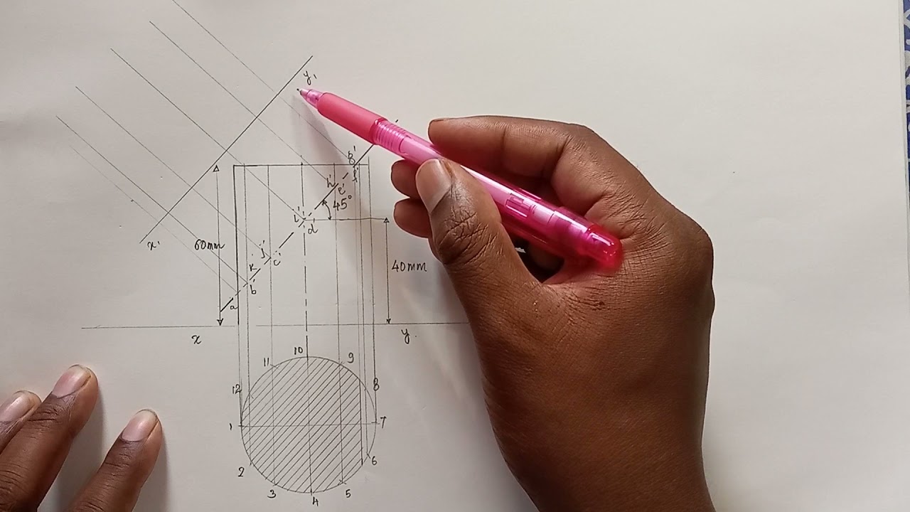 Sections of Solid & Development of Surface||Cylinder||Engineering Drawing||Engineering Graphics