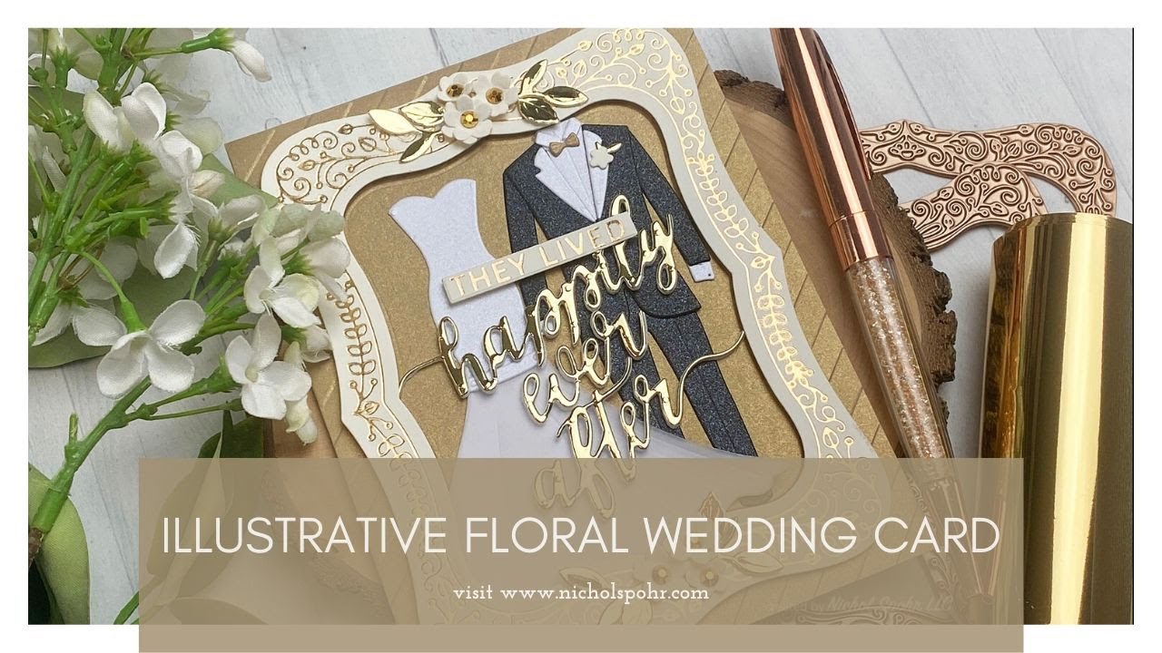 Illustrative Floral Wedding Card (Spellbinders)
