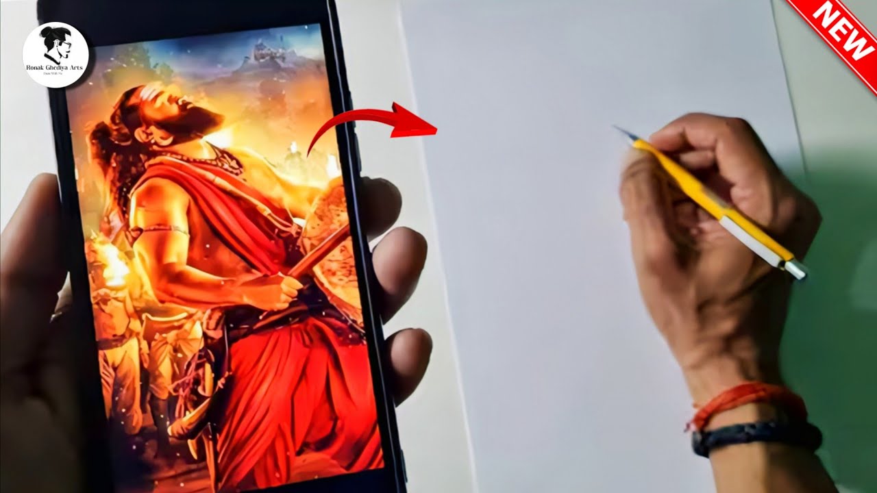 Kantara chapter 1||Rishabh Shetty drawing outline and shading tutorial video