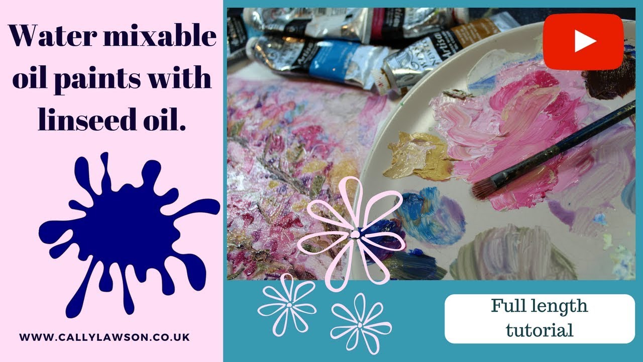 How to use water mixable oil paints with linseed oil, Cherry blossom.