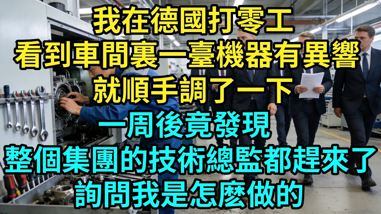 我在德國打零工，看到車間裏一臺機器有異響，就順手調了一下，一周後竟發現，整個集團的技術總監都趕來了，詢問我是怎麽做的【奇聞秘事】#奇聞#秘事#故事 #职场 #职场故事 #奖金