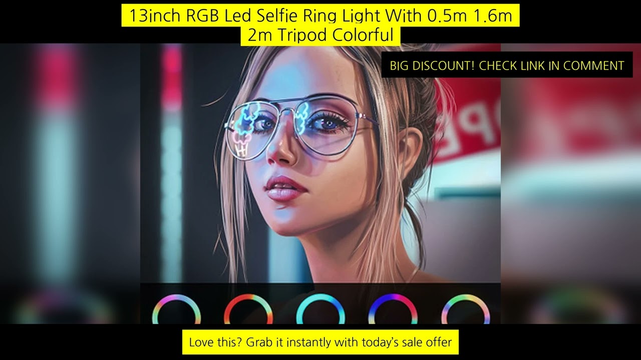 13Inch Rgb Led Selfie Ring Light With 0.5M 1.6M 2M Tripod Colorful 33Cm