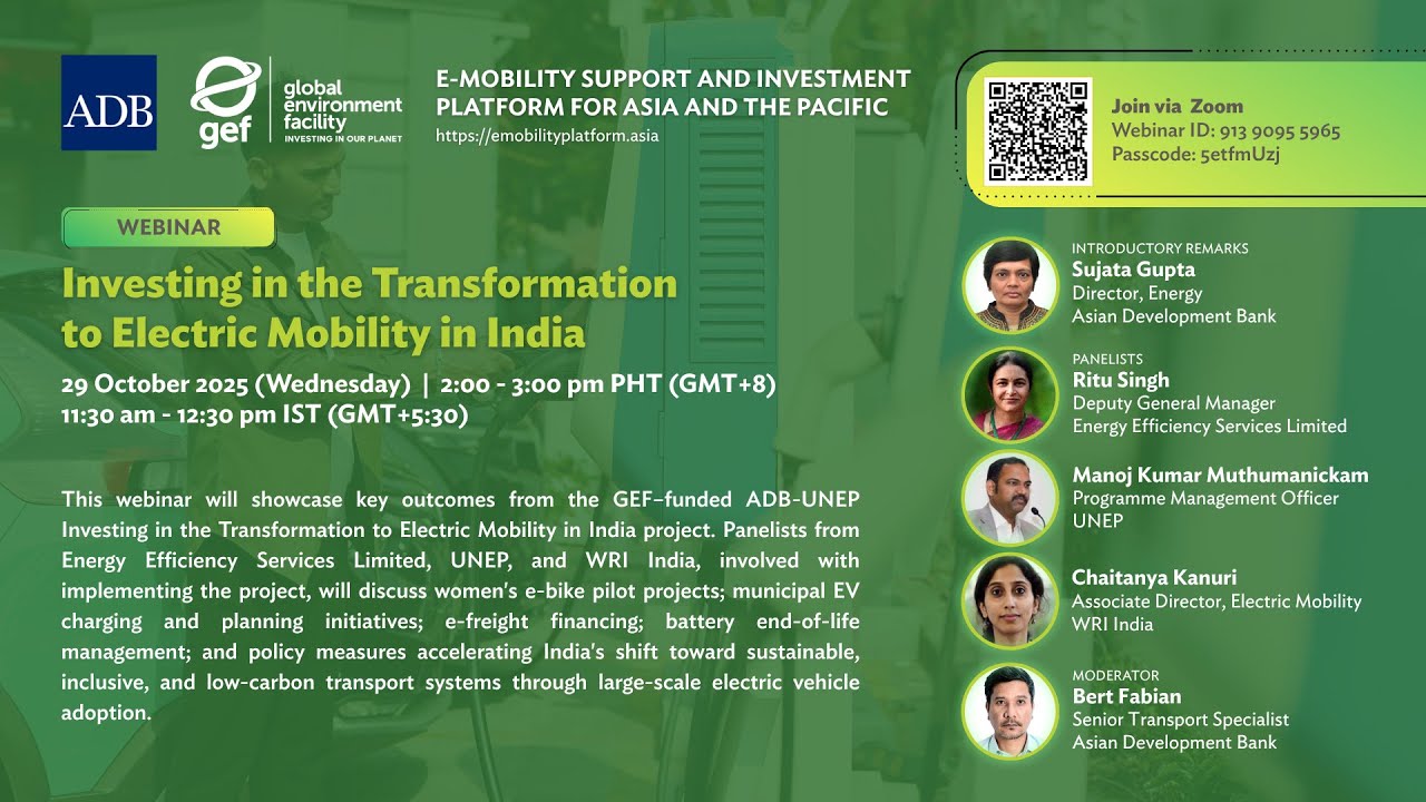 E-Mobility Webinar Series: Investing in the Transformation to Electric Mobility in India