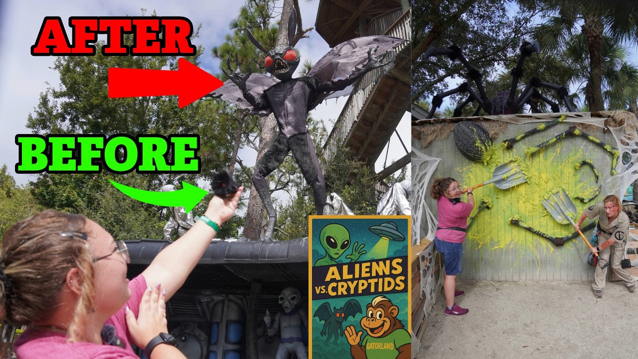 ЧУЖИЕ против КРИПТИДА в Gatorland Orlando на Хэллоуин! Дом с привидениями, охота на криптидов, но...