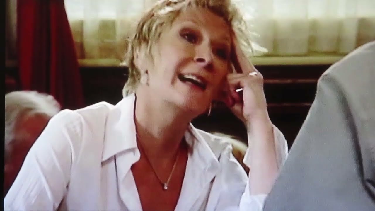 Eastenders Oct 2009 Shirley takes a break from the van, with Phil at the pub