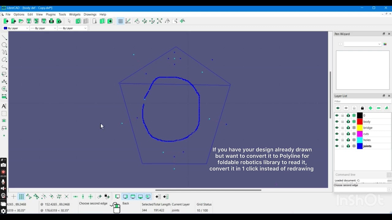 LibreCAD   How to convert design into polyline