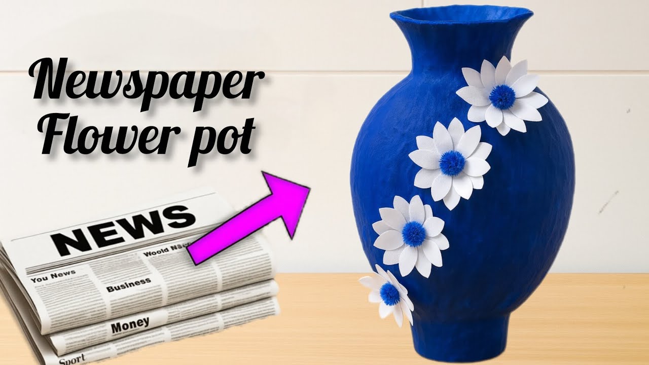 ⭐ DIY Newspaper & Balloon Flower Pot | Best Out of Waste Home Décor Craft