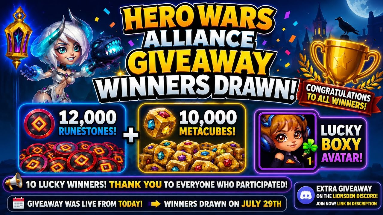 🏆 Hero Wars Alliance Giveaway Winners Drawn! Did You Win? 🎉