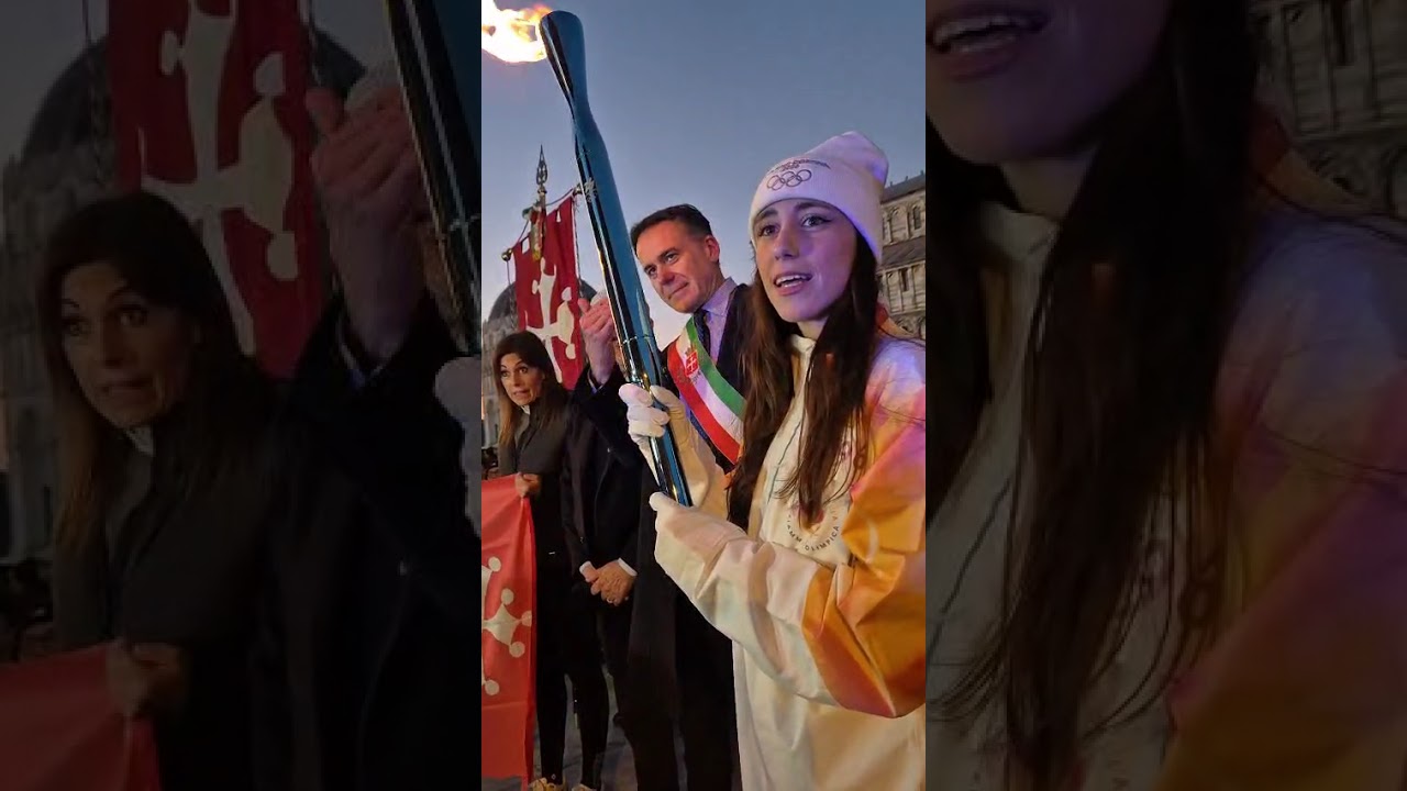 La Fiamma Olimpica illumina Pisa. Emozioni sotto alla Torre pendente