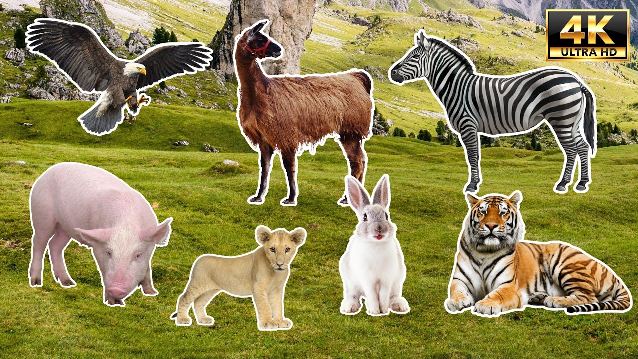 Learn Animal Sounds in 4K | 100 Species with Text Names | Age Animals