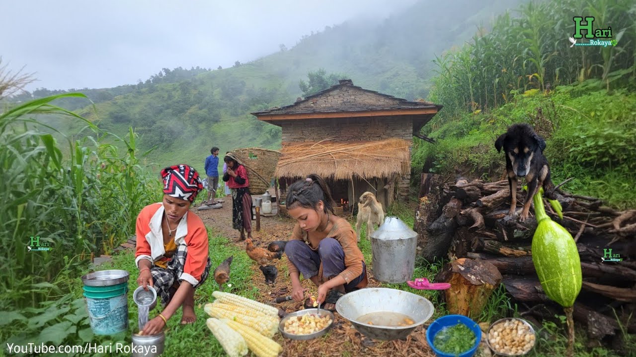 Pure Nepali Village Life in Mountains | Family Work & Organic Food