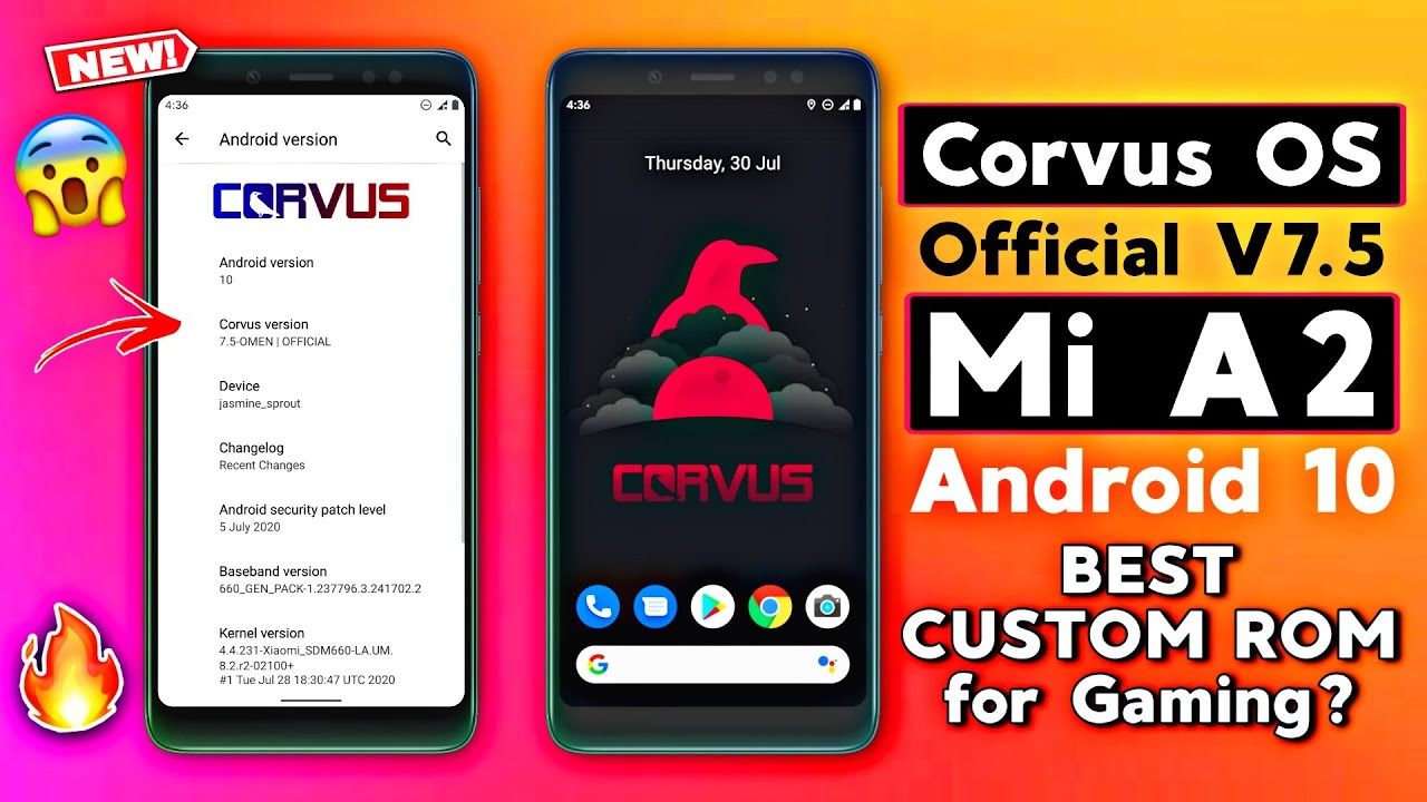 Corvus v7.5 Official Android 10 for Mi A2 (jasmine_sprout) | BEST CUSTOM ROM for Gaming?