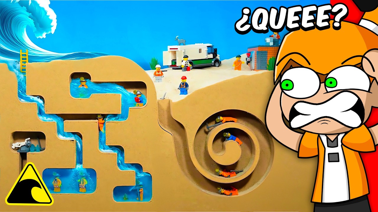 MINA de LEGO vs TSUNAMI GIGANTE 😱
