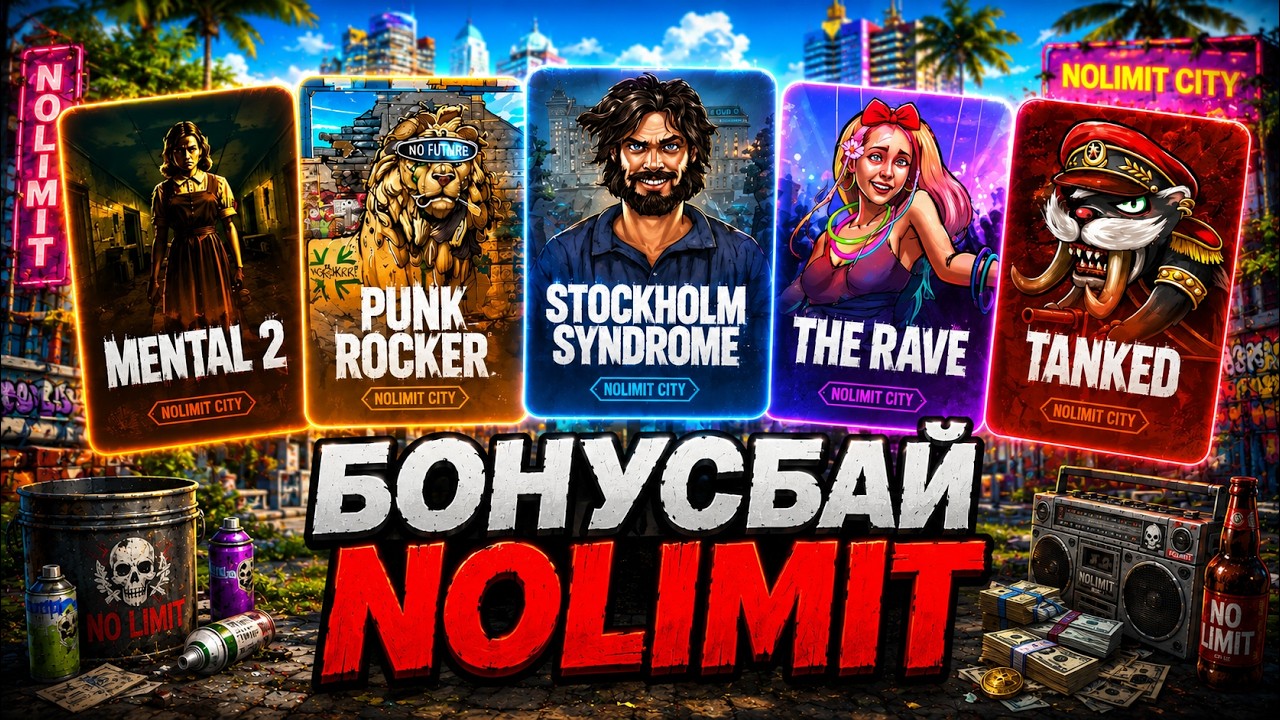 БОНУСБАЙ В НОУ-ЛИМИТЕ! ПОЙМАЛ ЗАНОС!? NOLIMIT TANKED, MENTAL 2, PUNK ROCKER, THE RAVE.