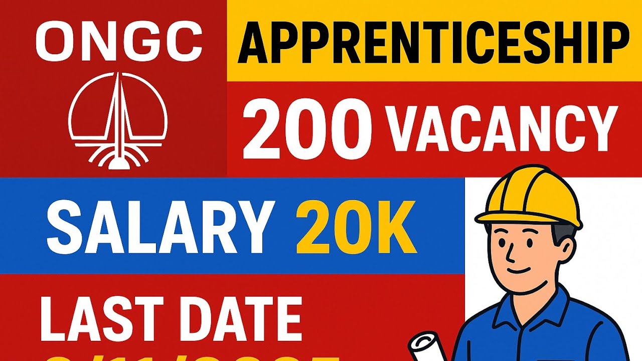 &ldquo;ONGC Apprenticeship 2025 | 200 Vacancies | ₹20,000 Salary | Apply Before 6 Nov!&rdquo;