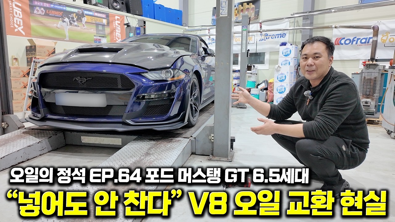 V8 유지비 현실, 머스탱 GT 엔진오일 교환… 오일만 10.5L 실화냐?