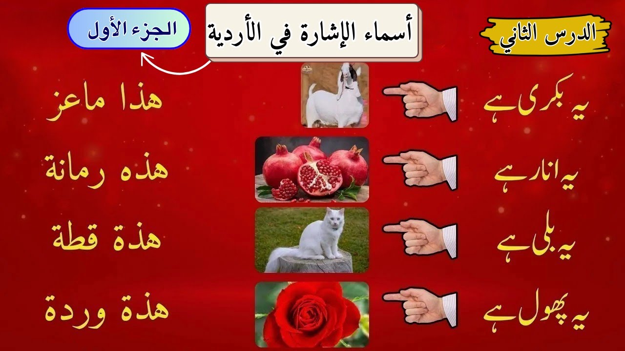 الجزء الأول | أسماء الإشارة (یہ، وہ) مع الأمثلة | هيا نتعلم الأردية || الأردو للعرب