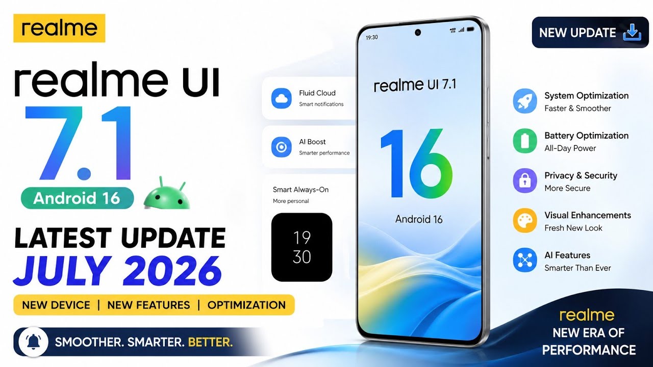 Realme UI 7.1 July 2026 Latest Update India Rollout | Realme Device Get Android 16 Update 