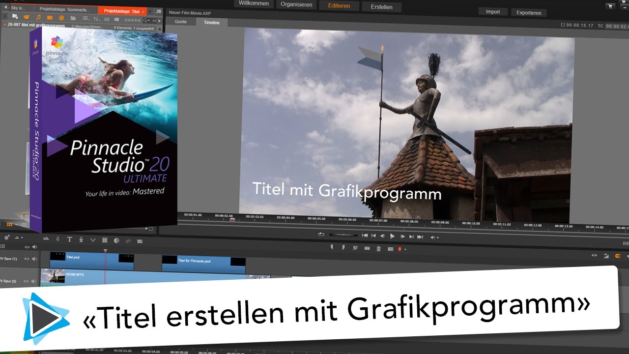 Titel mit Grafikprogramm erstellen Pinnacle Studio 20 Video Tutorial Deutsch