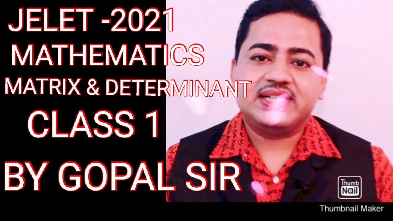 # JELET -2021 CLASS PART -I || GOPAL CHATTERJEE MATHEMATICS ||