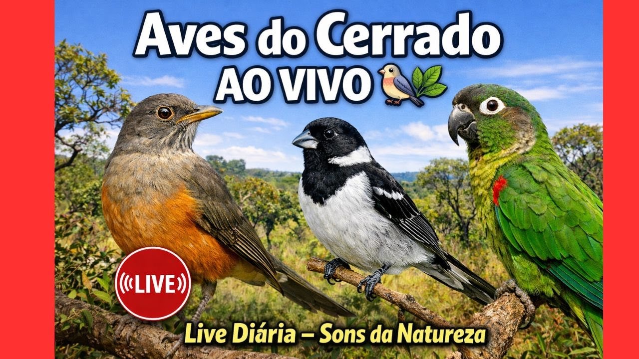 Aves do Cerrado AO VIVO 🐦 | Comedouro de Pássaros 24h – Sons da Natureza🐦🌿🦜🇧🇷  12 01 2026