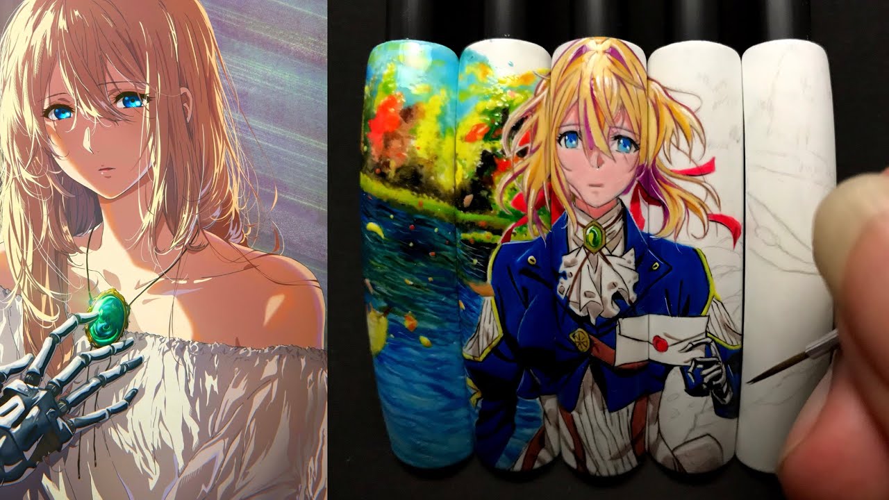 「 Speed Painting 」- Violet (Violet Evergarden) Anime Nails Art