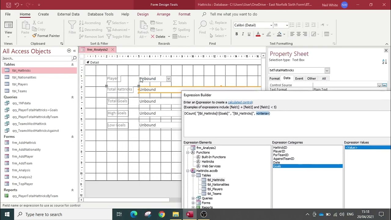 Forms - DCount, DSum, DMax & DMin