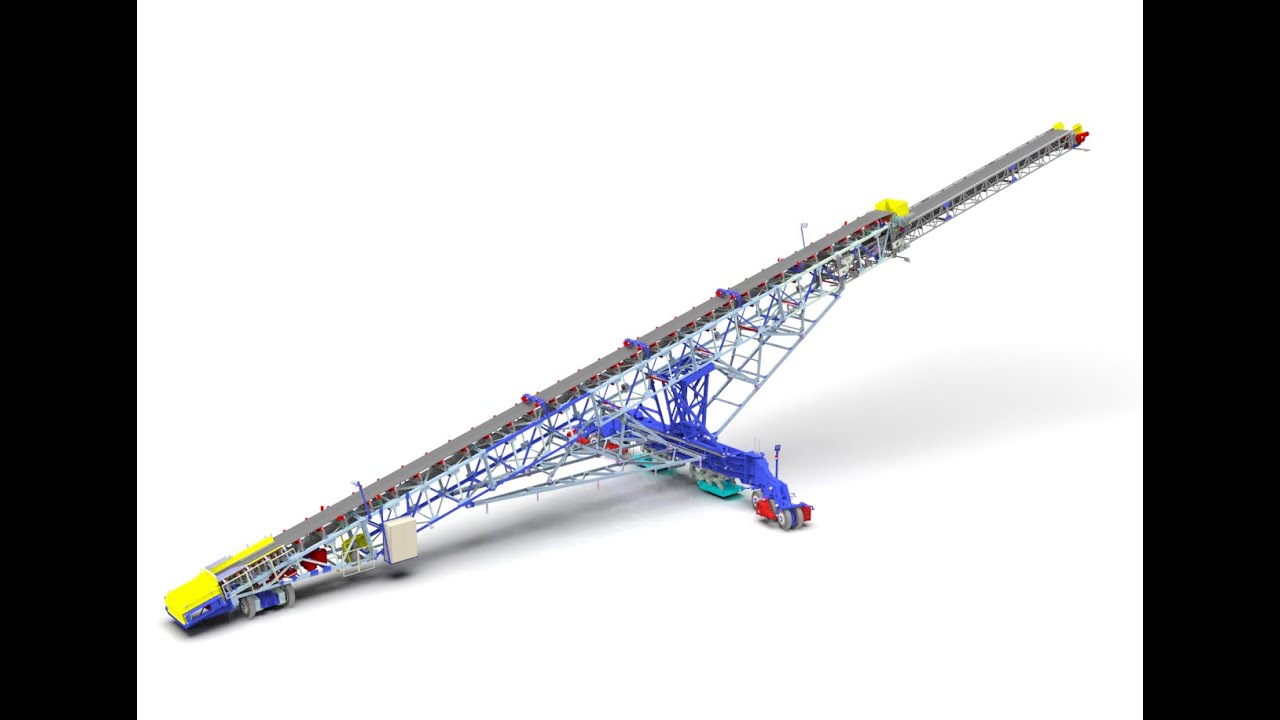 Super detailed 3D design of mine telescopic belt conveyor