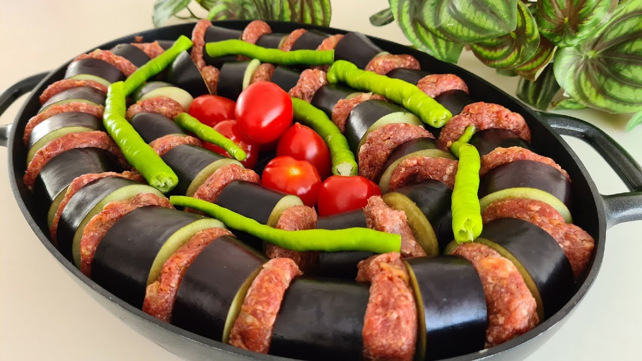 500 gr kıyma ile 1 koca tava Patlıcan  Kebabı 🤩 Köfteli Patlıcan Dizmesi #patlıcanlıyemekler