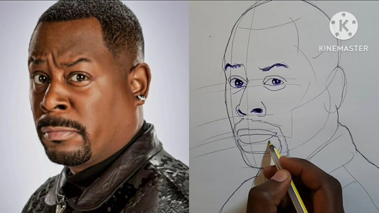 How to draw Martin lawrence / Drawing Martin lawrence movie star step by step