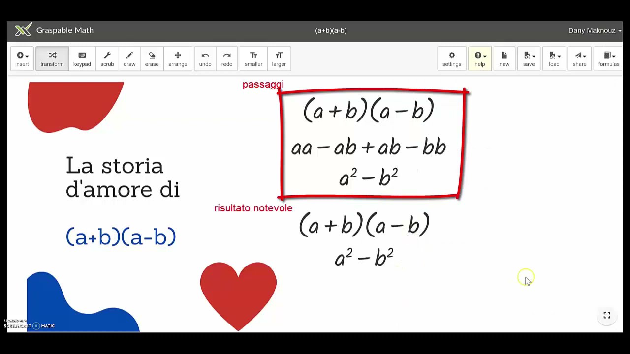 Il prodotto notevole (a+b)(a-b): una bellissima storia d'amore