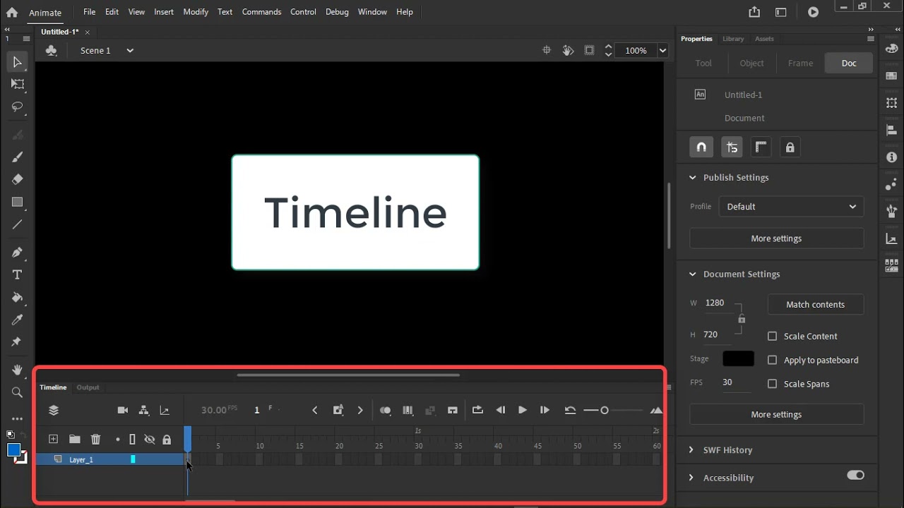Intro to Adobe Animate 2022:  Interface and Keyframes