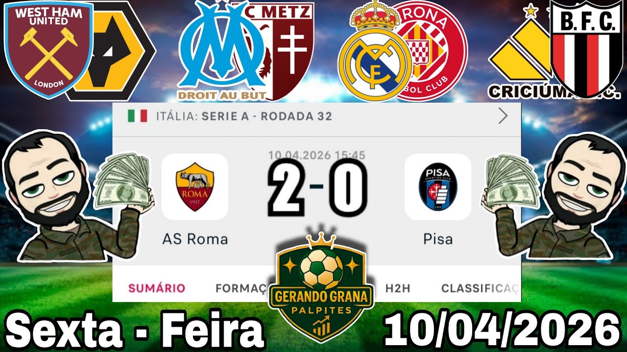 PALPITES DE FUTEBOL PARA HOJE 10 04 2026 SEXTA - FEIRA COM PLACARES EXATOS, BILHETE PRONTO + ZEBRA