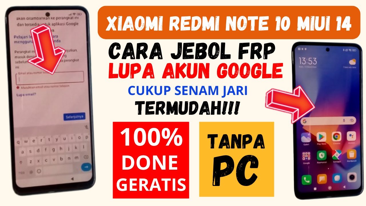 CARA BYPASS FRP AKUN GOOGLE REDMI NOTE 10 MIUI 14‼️ BERHASIL FREE TANPA PC⁉️