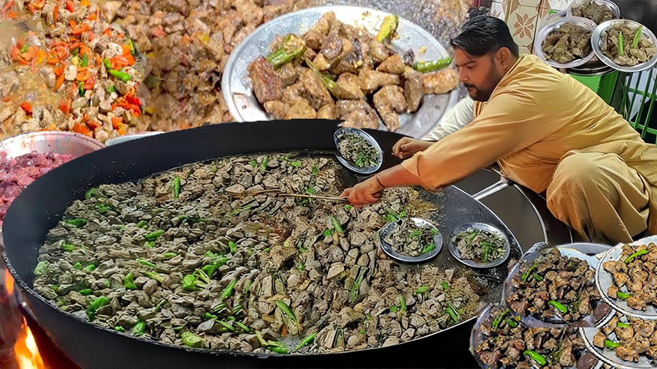 SPECIAL SPICES BIGGEST TAWA FRY KALEJI | POPULAR PESHAWARI MASALA MUTTON FRIED LIVER RECIPE
