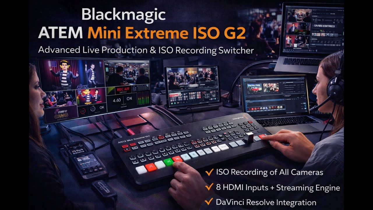 Blackmagic ATEM Mini Extreme ISO G2 — настоящая мощь для прямых трансляций.