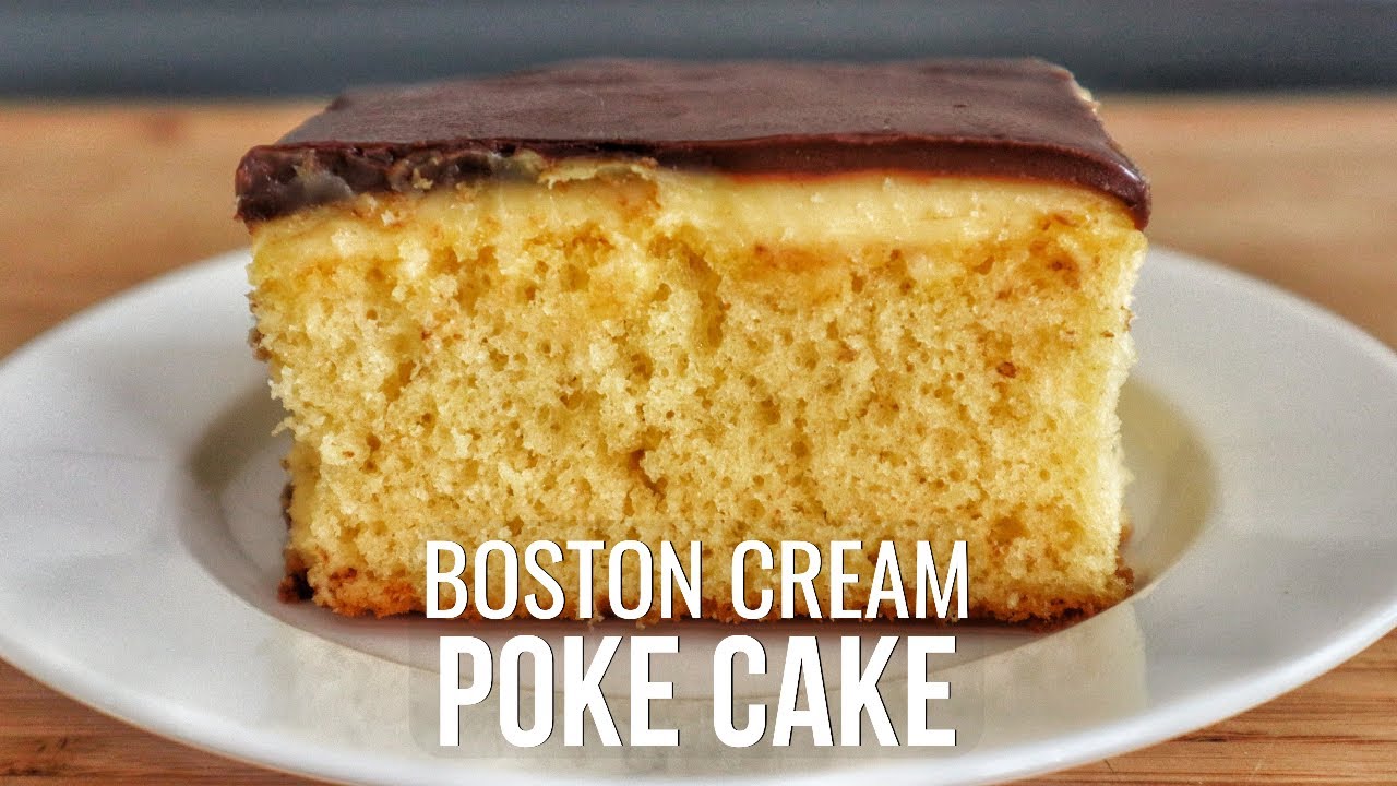 Addictive Boston Cream Poke Cake