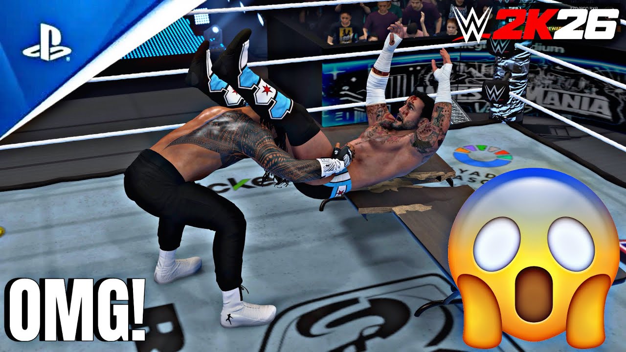 WWE 2K26 - CM Punk против Романа Рейнса - Матч за титул чемпиона мира в тяжелом весе на WrestleMa...