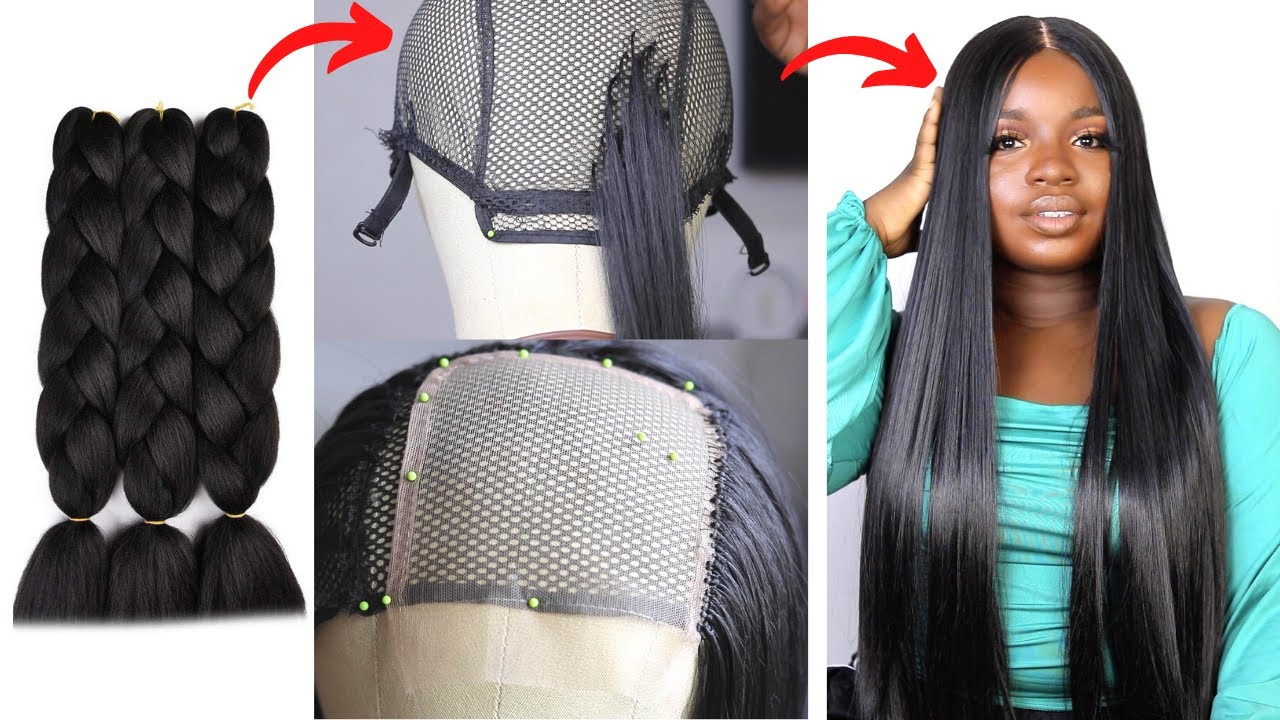 DIY BONE STRAIGHT CROCHET WIG USING BRAIDING HAIR (NO CLOSURE WIG)