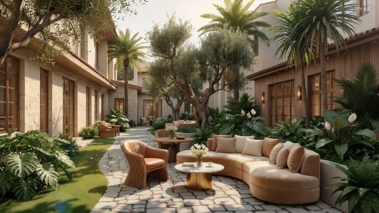 Tranquil Outdoor Café Jazz | Green Garden Ambience and Gentle Jazz for Focus, Work and Relaxation