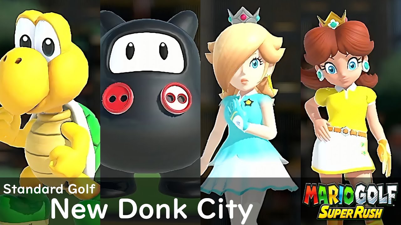 Mario Golf Super Rush Koopa Troopa vs Ninji vs Rosalina vs Daisy in New Donk City