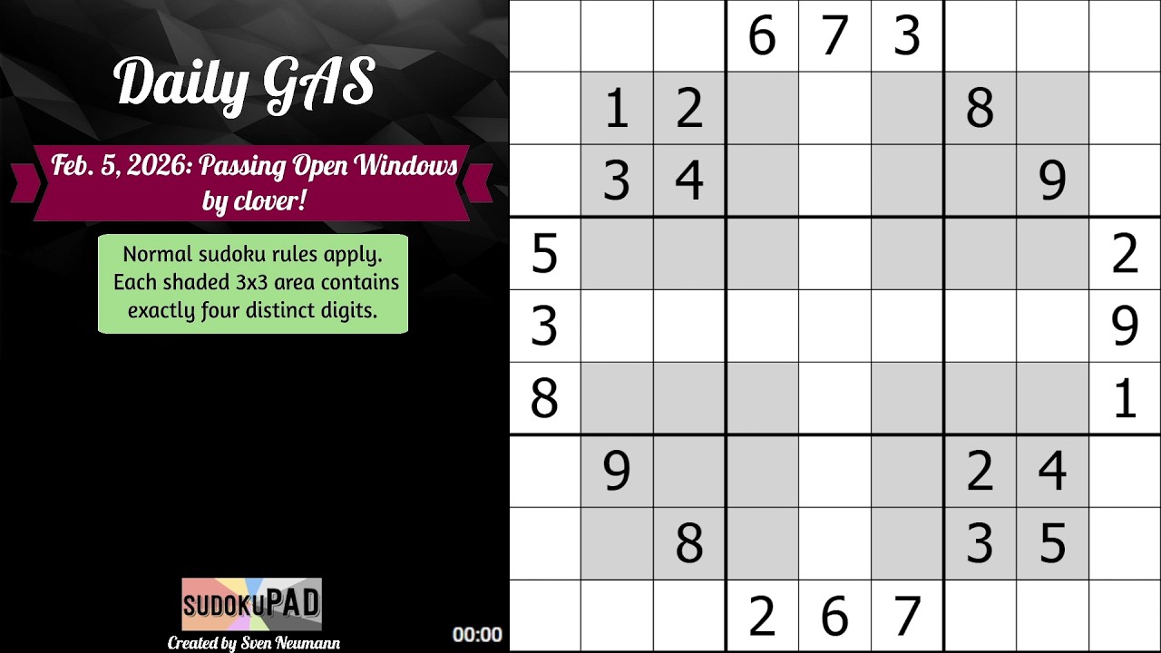 Daily Sudoku - 5 February 2026