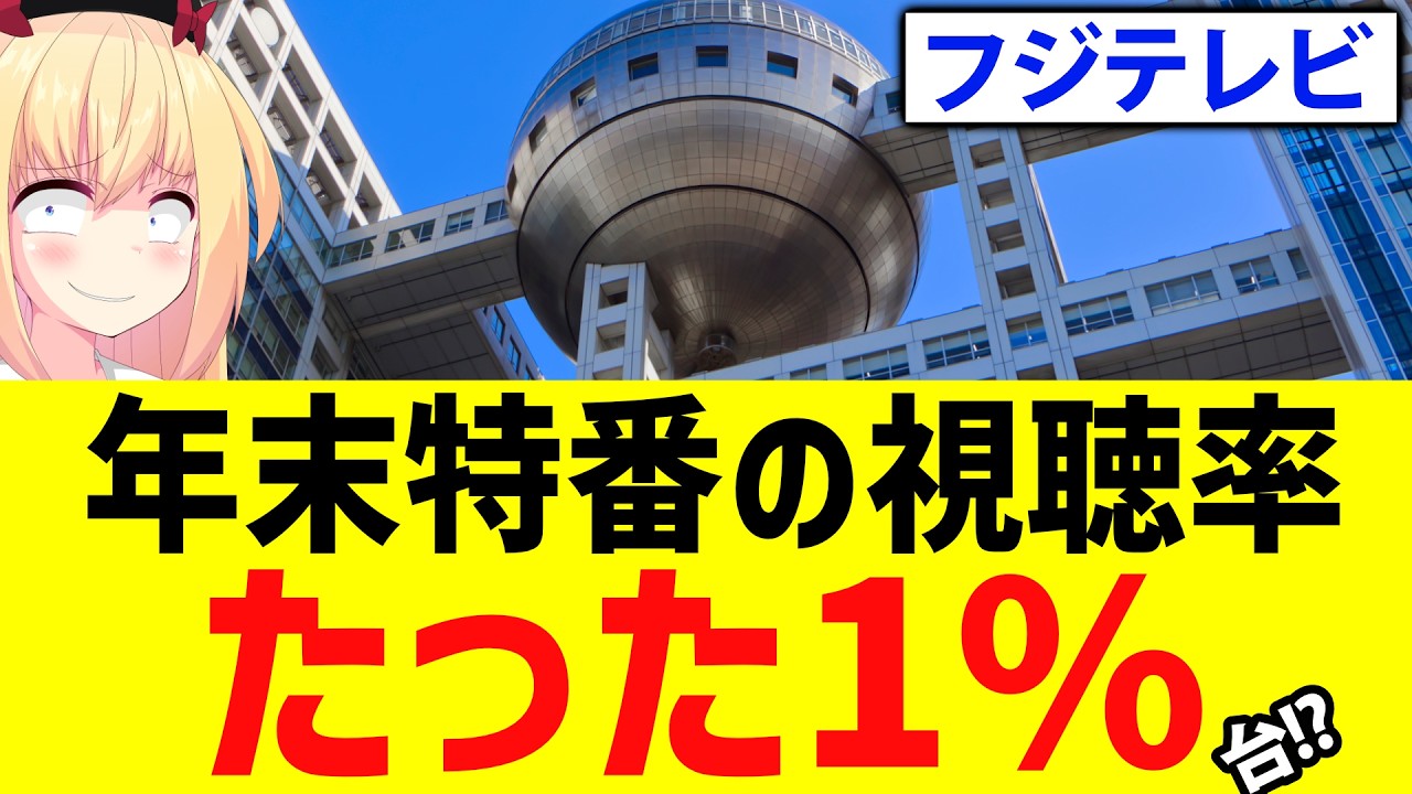 フジテレビ大晦日特番が視聴率1%台!?酷すぎるwww【新しいカギ　霜降り　粗品　チョコプラ】