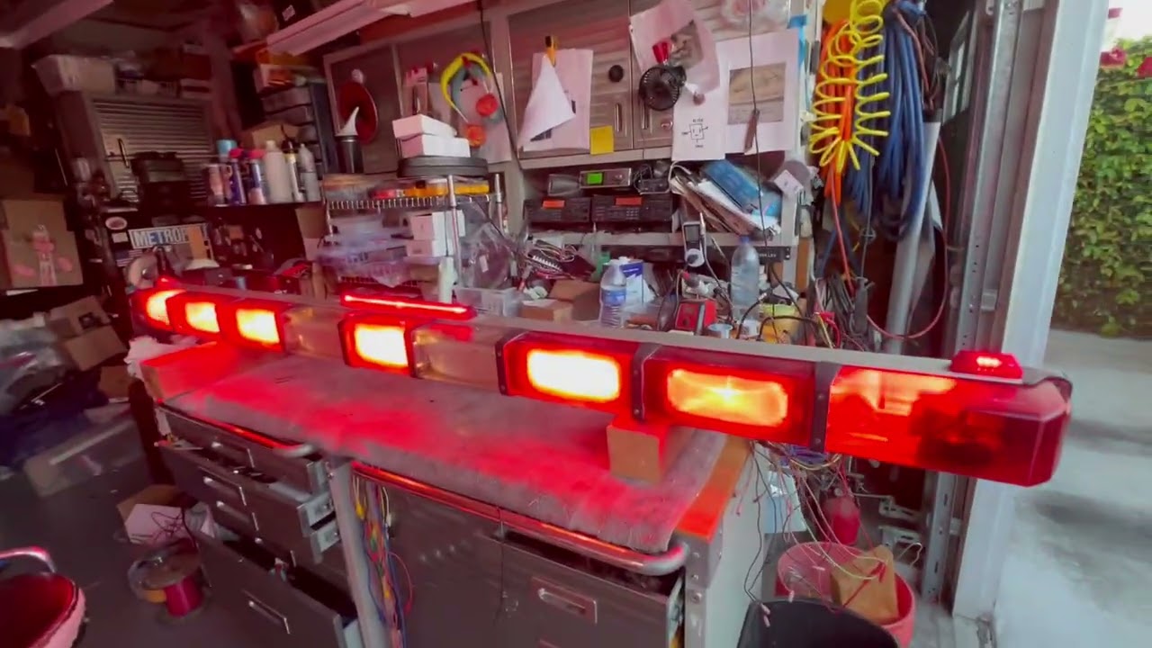 Quick Look at a Whelen 4500 Series 88-Inch Lightbar, Rear-End of a Watertown Fire Rescue Ambulance